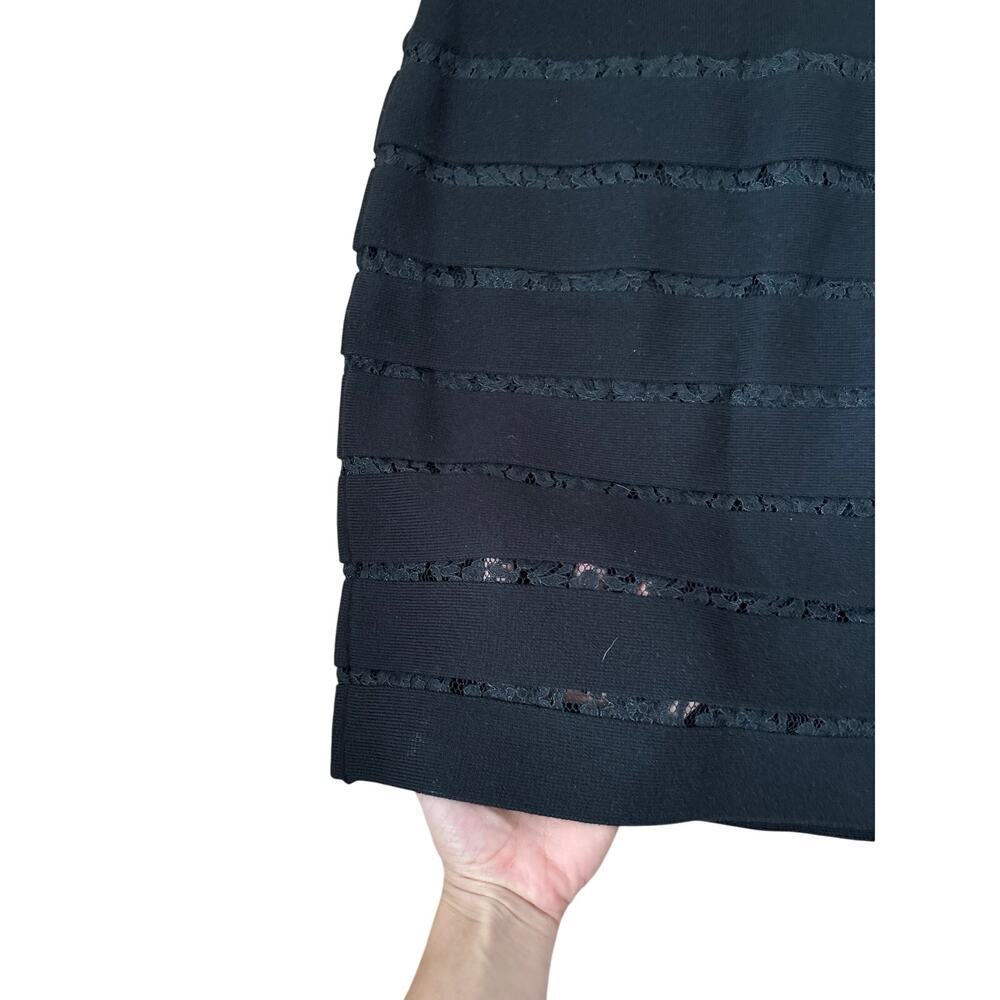 Ann Taylor Petite Black Lace Trim Pencil Skirt XXSP Career Office Stretch - Picture 5 of 9